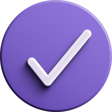 Purple round 3D check icon